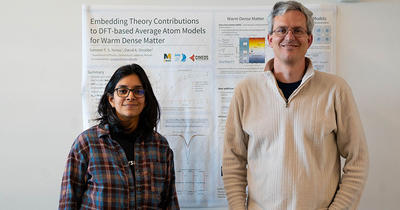 Sameen Yunus, left, and her faculty advisor, physics Professor David Strubbe